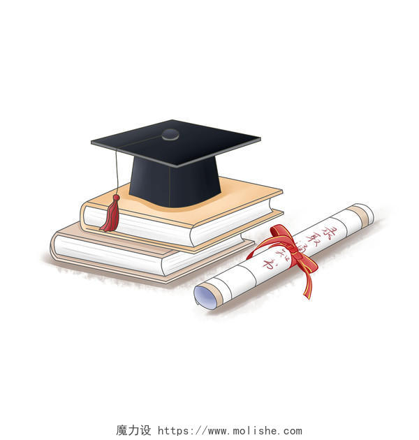 彩色卡通手绘水彩水墨风高考毕业证书学士帽原创插画海报高考元素